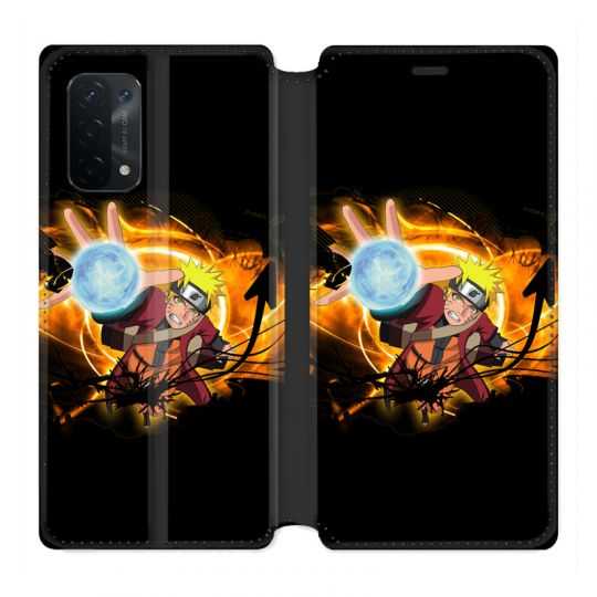Housse cuir portefeuille Pour Oppo A54 5G / A74 5G Manga Naruto Noir
