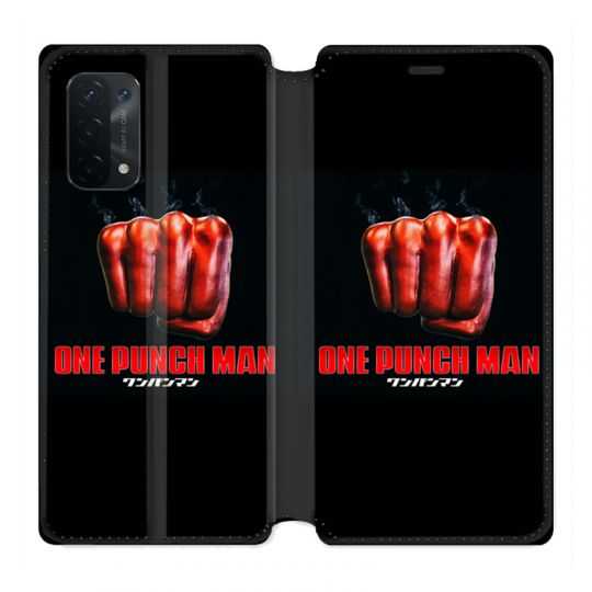 Housse cuir portefeuille Pour Oppo A54 5G / A74 5G Manga One Punch Man Poing