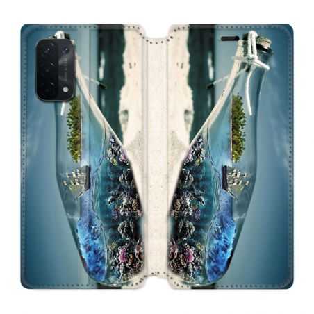 Housse cuir portefeuille Pour Oppo A54 5G / A74 5G Mer Bouteille