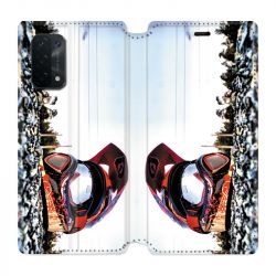 Housse cuir portefeuille Pour Oppo A54 5G / A74 5G Moto Casque Cross