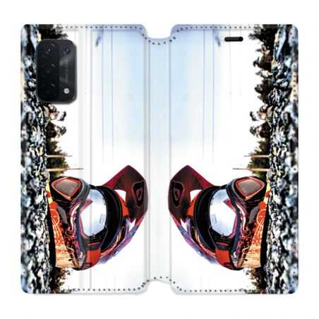 Housse cuir portefeuille Pour Oppo A54 5G / A74 5G Moto Casque Cross