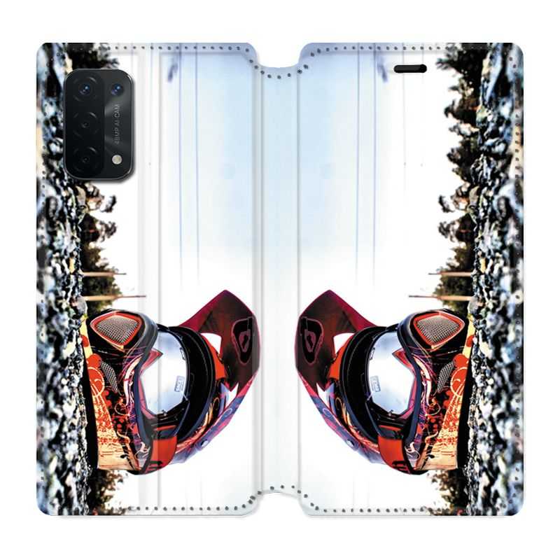Housse cuir portefeuille Pour Oppo A54 5G / A74 5G Moto Casque Cross