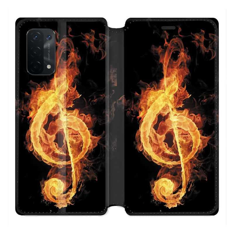 Housse cuir portefeuille Pour Oppo A54 5G / A74 5G Musique Clé Sol Feu N