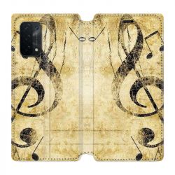 Housse cuir portefeuille Pour Oppo A54 5G / A74 5G Musique Clé Sol Vintage