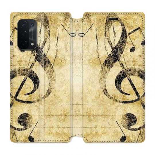 Housse cuir portefeuille Pour Oppo A54 5G / A74 5G Musique Clé Sol Vintage