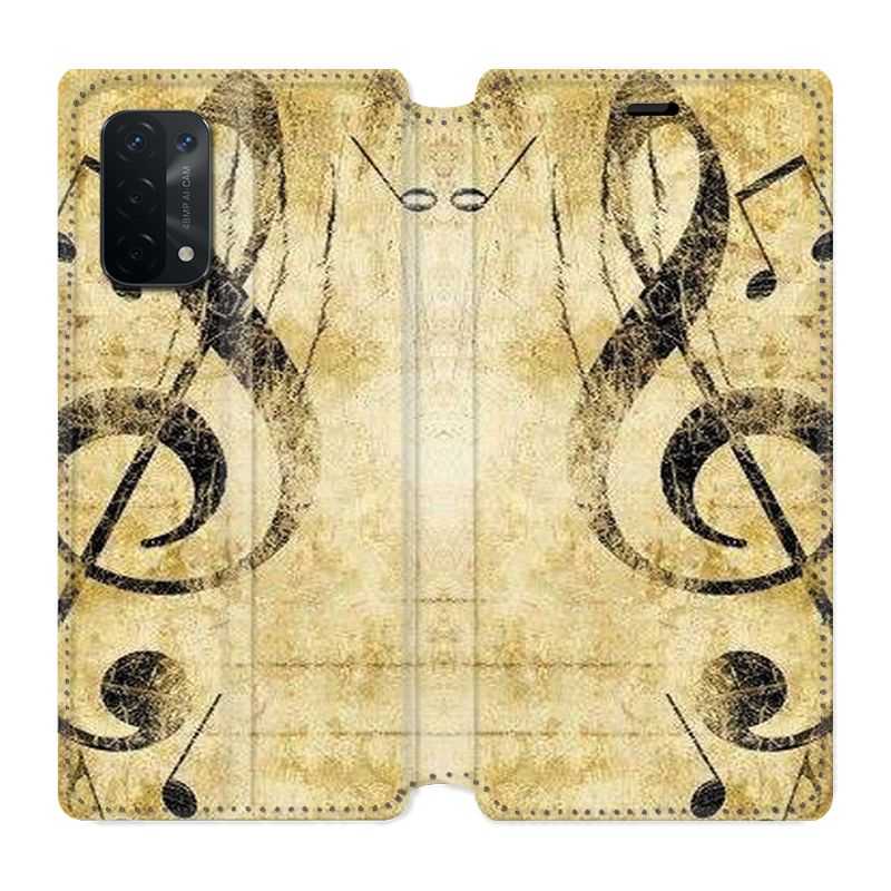 Housse cuir portefeuille Pour Oppo A54 5G / A74 5G Musique Clé Sol Vintage