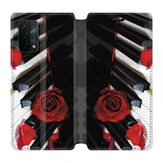 Housse cuir portefeuille Pour Oppo A54 5G / A74 5G Musique Rose Piano