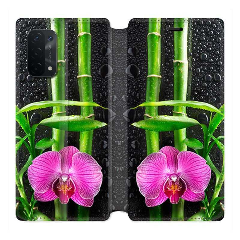 Housse cuir portefeuille Pour Oppo A54 5G / A74 5G Orchidee Bambou