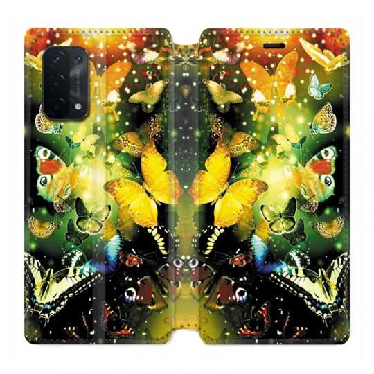 Housse cuir portefeuille Pour Oppo A54 5G / A74 5G Papillon Jaune
