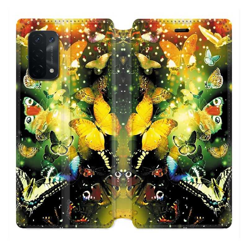 Housse cuir portefeuille Pour Oppo A54 5G / A74 5G Papillon Jaune