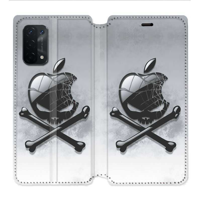 Housse cuir portefeuille Pour Oppo A54 5G / A74 5G Pomme Tete Mort