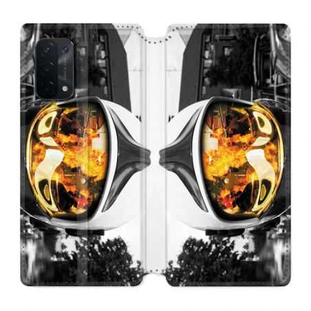 Housse cuir portefeuille Pour Oppo A54 5G / A74 5G Pompier Casque Feu