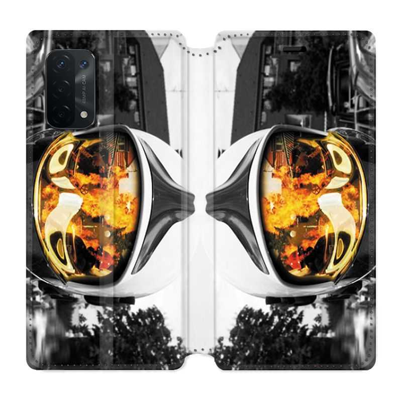 Housse cuir portefeuille Pour Oppo A54 5G / A74 5G Pompier Casque Feu