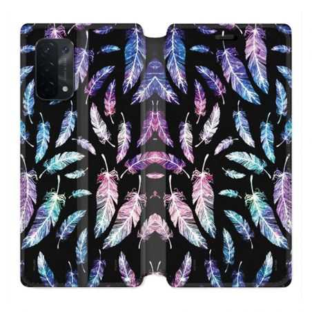 Housse cuir portefeuille Pour Oppo A54 5G / A74 5G Psychedelic Plume