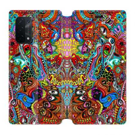 Housse cuir portefeuille Pour Oppo A54 5G / A74 5G Psychedelic Yeux