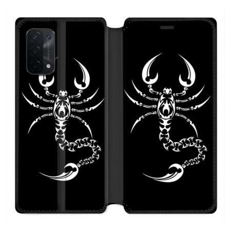 Housse cuir portefeuille Pour Oppo A54 5G / A74 5G Scorpion Noir