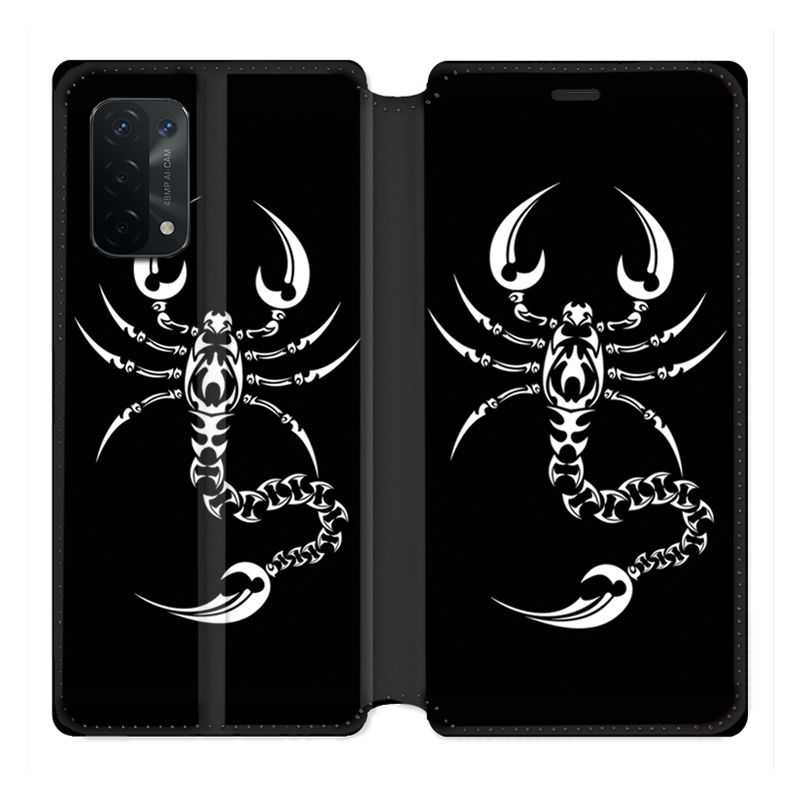 Housse cuir portefeuille Pour Oppo A54 5G / A74 5G Scorpion Noir