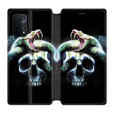 Housse cuir portefeuille Pour Oppo A54 5G / A74 5G serpent Crane