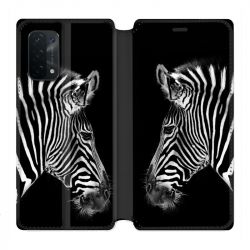 Housse cuir portefeuille Pour Oppo A54 5G / A74 5G Savane Zebra