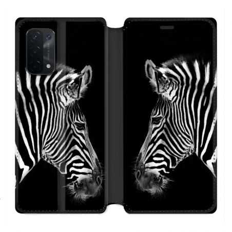 Housse cuir portefeuille Pour Oppo A54 5G / A74 5G Savane Zebra