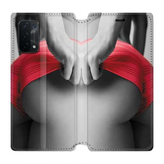 Housse cuir portefeuille Pour Oppo A54 5G / A74 5G Sexy Tanga Rouge