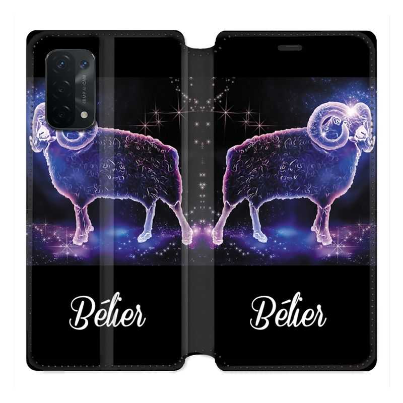 Housse cuir portefeuille Pour Oppo A54 5G / A74 5G Signe Zodiaque 2 Bélier