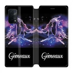 Housse cuir portefeuille Pour Oppo A54 5G / A74 5G Signe Zodiaque 2 Gémeaux