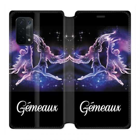 Housse cuir portefeuille Pour Oppo A54 5G / A74 5G Signe Zodiaque 2 Gémeaux