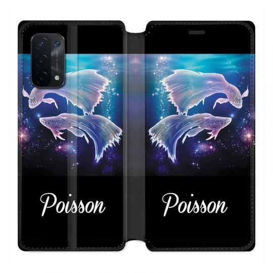 Housse cuir portefeuille Pour Oppo A54 5G / A74 5G Signe Zodiaque 2 Poisson