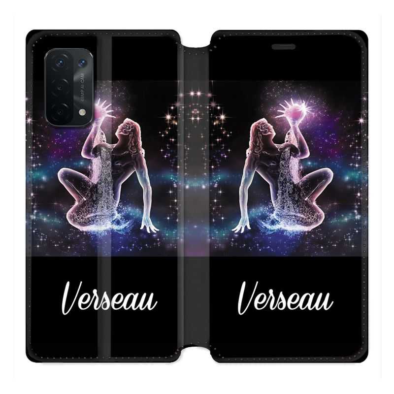 Housse cuir portefeuille Pour Oppo A54 5G / A74 5G Signe Zodiaque 2 Verseau