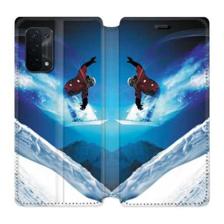 Housse cuir portefeuille Pour Oppo A54 5G / A74 5G Snowboard Saut