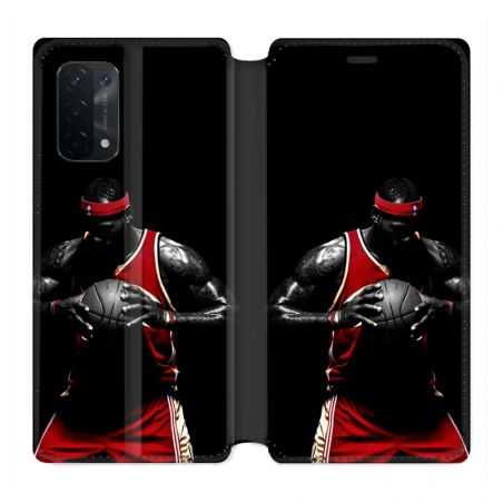 Housse cuir portefeuille Pour Oppo A54 5G / A74 5G Basketeur