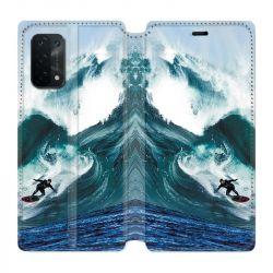 Housse cuir portefeuille Pour Oppo A54 5G / A74 5G Surf Vague
