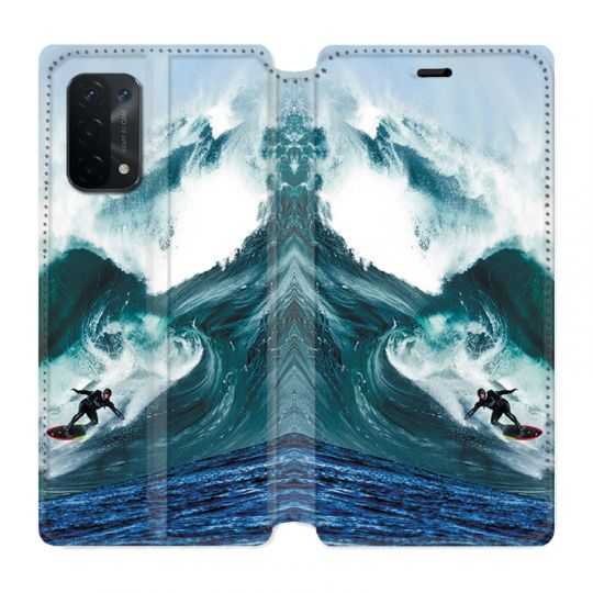 Housse cuir portefeuille Pour Oppo A54 5G / A74 5G Surf Vague
