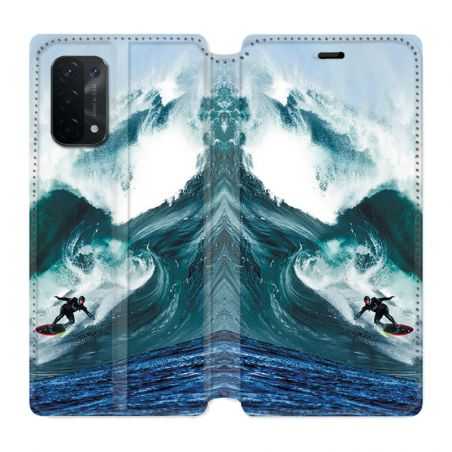 Housse cuir portefeuille Pour Oppo A54 5G / A74 5G Surf Vague
