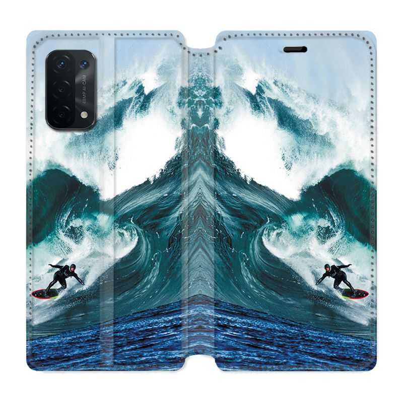 Housse cuir portefeuille Pour Oppo A54 5G / A74 5G Surf Vague