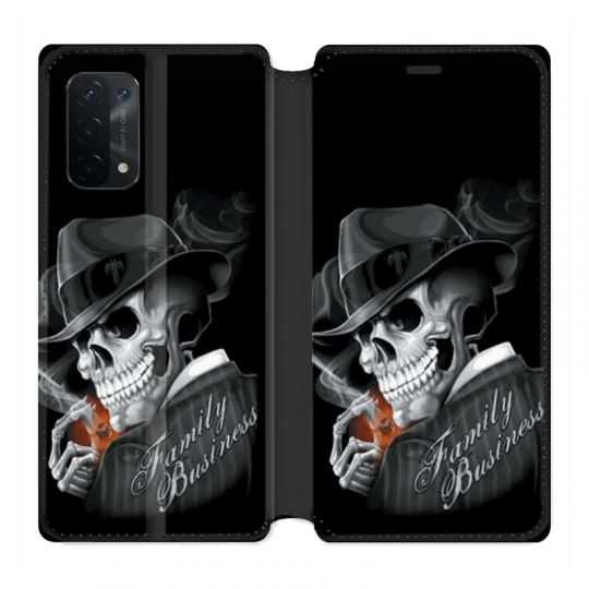 Housse cuir portefeuille Pour Oppo A54 5G / A74 5G Tete de Mort family business