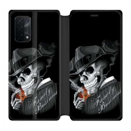 Housse cuir portefeuille Pour Oppo A54 5G / A74 5G Tete de Mort family business