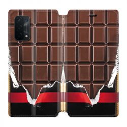 Housse cuir portefeuille Pour Oppo A54 5G / A74 5G Trompe Oeil Chocolat