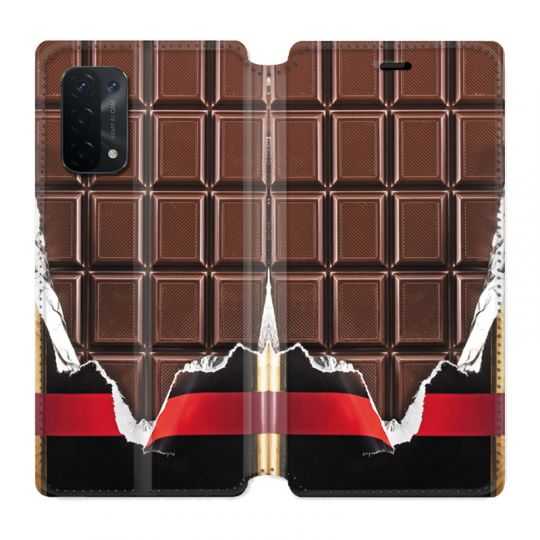 Housse cuir portefeuille Pour Oppo A54 5G / A74 5G Trompe Oeil Chocolat