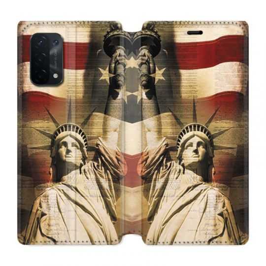 Housse cuir portefeuille Pour Oppo A54 5G / A74 5G Amerique USA Statue liberté