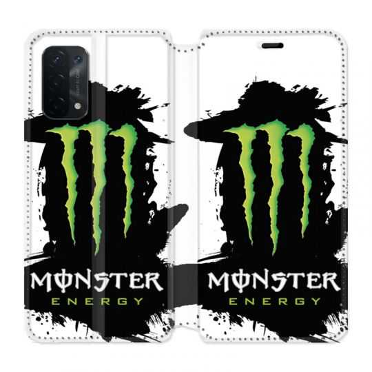 Housse cuir portefeuille Pour Oppo A54 5G / A74 5G Monster Energy Tache