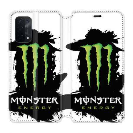 Housse cuir portefeuille Pour Oppo A54 5G / A74 5G Monster Energy Tache