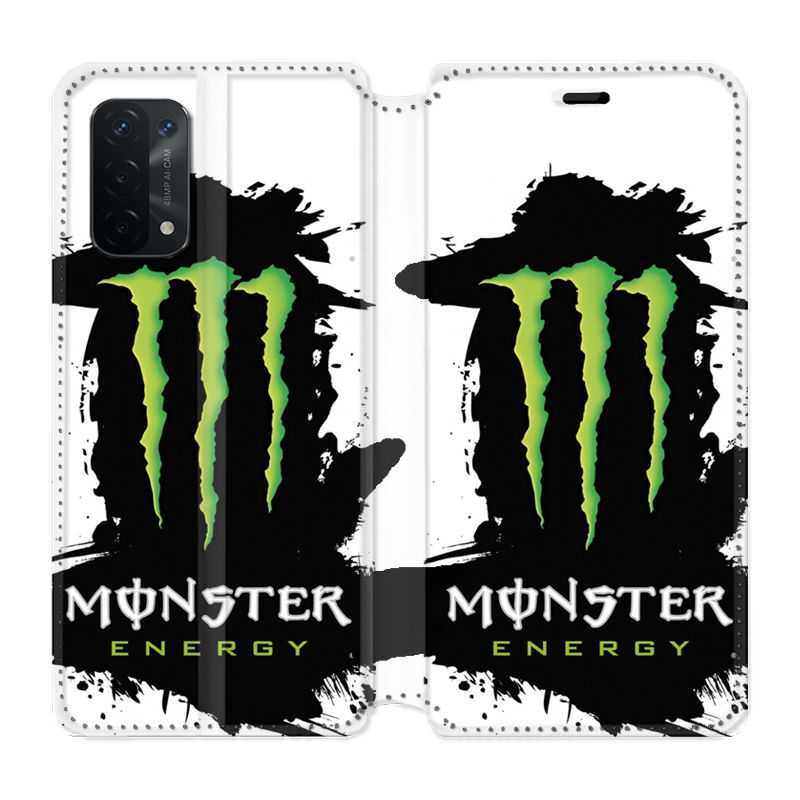 Housse cuir portefeuille Pour Oppo A54 5G / A74 5G Monster Energy Tache