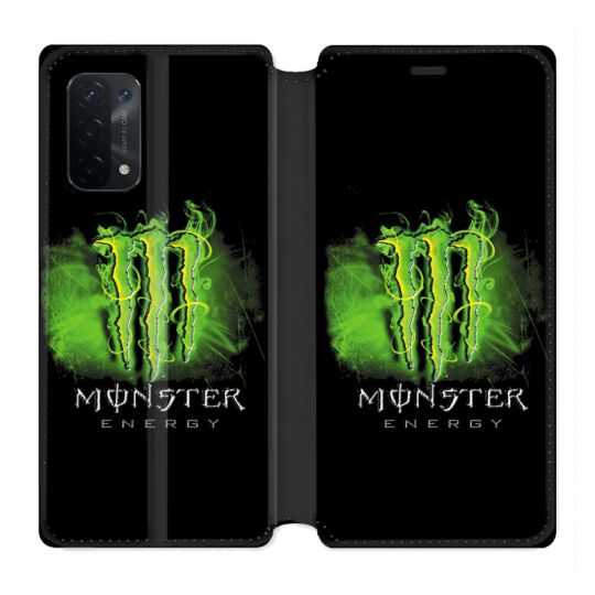 Housse cuir portefeuille Pour Oppo A54 5G / A74 5G Monster Energy Vert