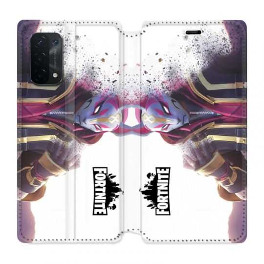 Housse cuir portefeuille Pour Oppo A54 5G / A74 5G Fortnite Blanc