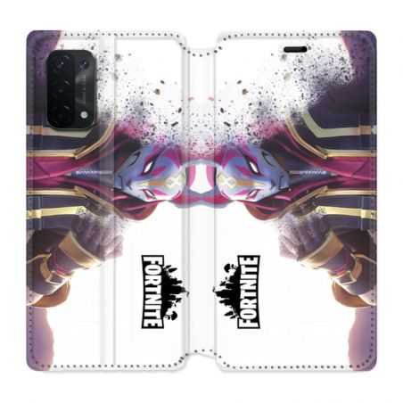 Housse cuir portefeuille Pour Oppo A54 5G / A74 5G Fortnite Blanc