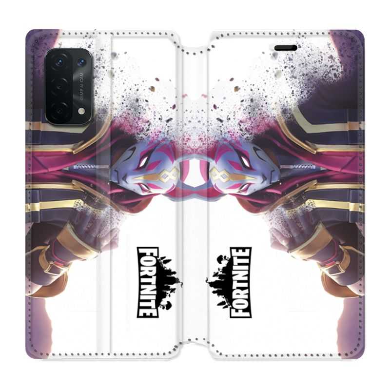 Housse cuir portefeuille Pour Oppo A54 5G / A74 5G Fortnite Blanc