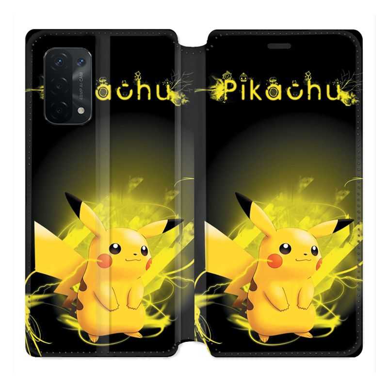 Housse cuir portefeuille Pour Oppo A54 5G / A74 5G Pokemon Pikachu Eclair