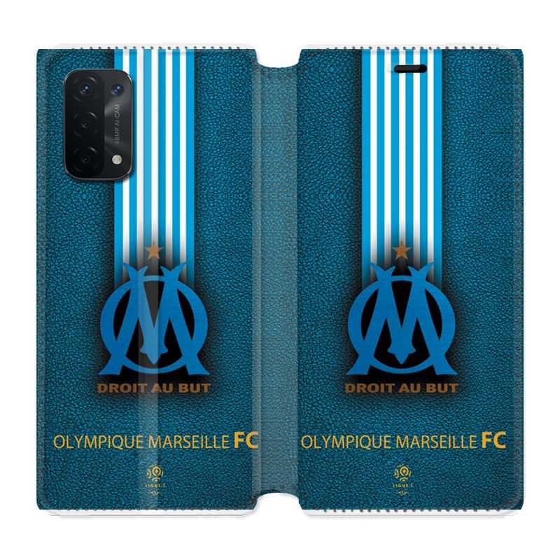 Housse cuir portefeuille Pour Oppo A54 5G / A74 5G Olympique Marseille OM Bande
